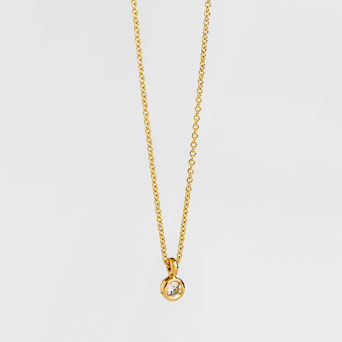 Tiny White Diamond Pendant (Round)