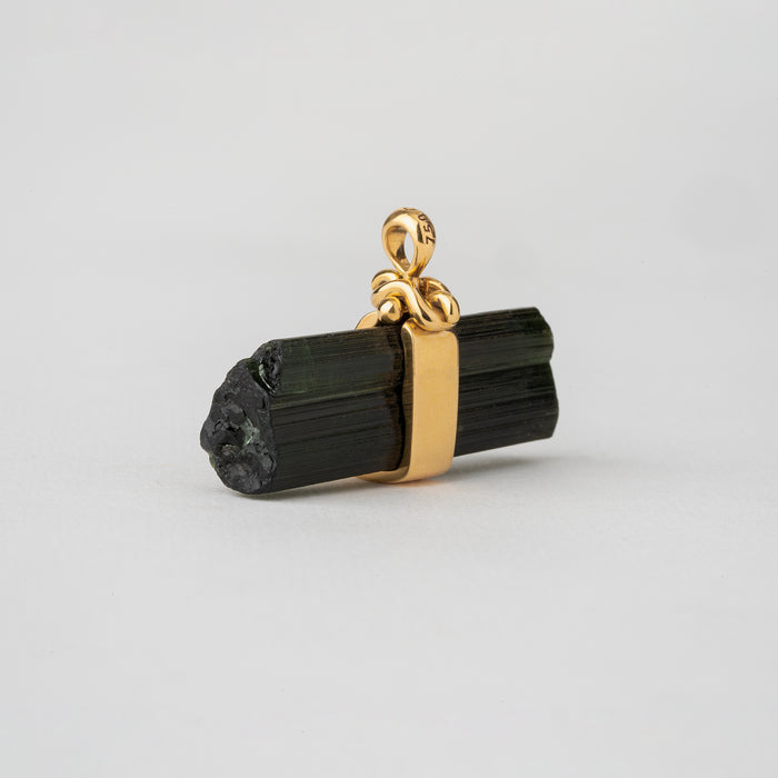 Dark Green Raw Tourmaline Pendant
