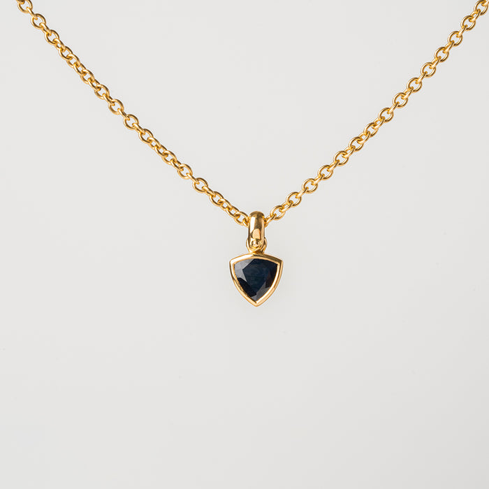 Dark Blue Sapphire Pendant (Trillion)