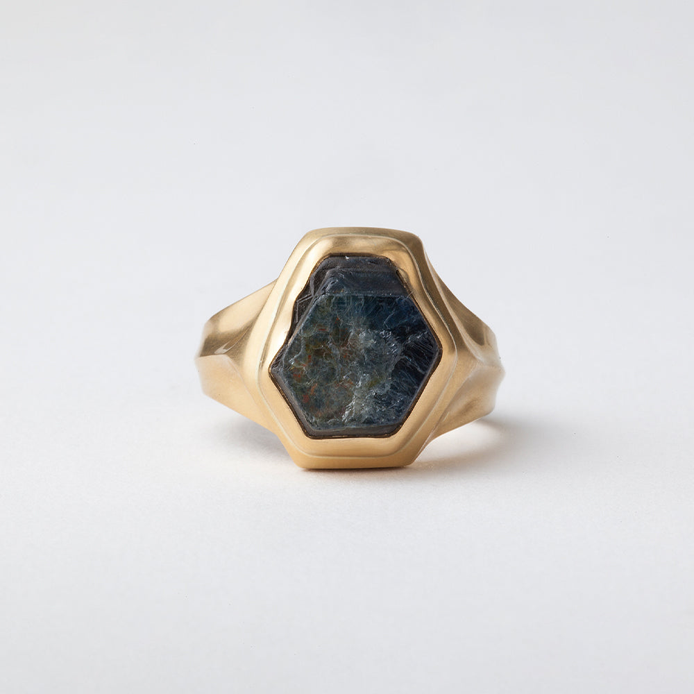 Raw Dark Blue Sapphire Ring