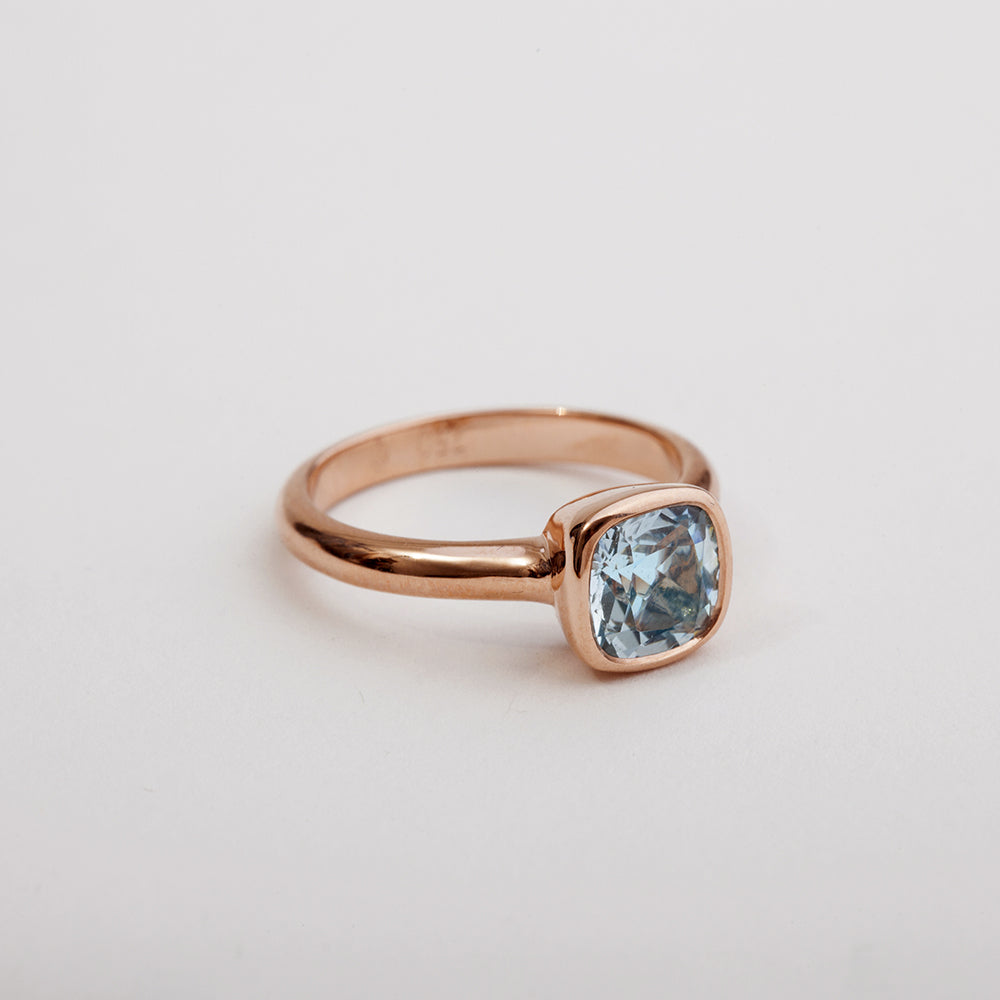 Cushion Aquamarine Ring