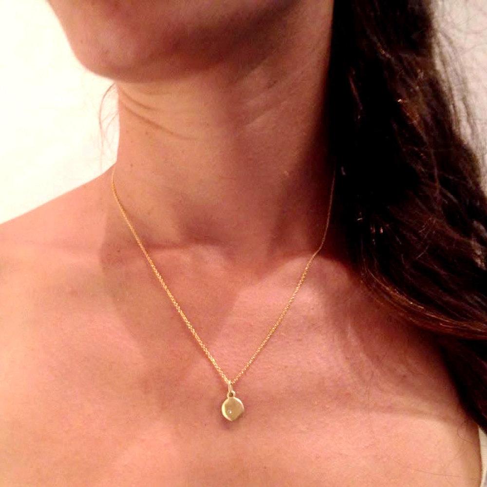 Sapphire Necklace Pendant ⦁ Simple Gold Disc ⦁ 14k White Gold Charm Pendant for Her,Cloud,Women's Tiny Saphire Pendant 18k