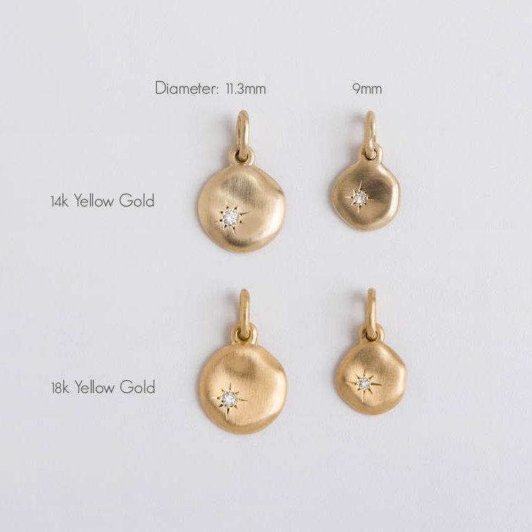Sapphire Necklace Pendant ⦁ Simple Gold Disc ⦁ 14k White Gold Charm Pendant for Her,Cloud,Women's Tiny Saphire Pendant 18k