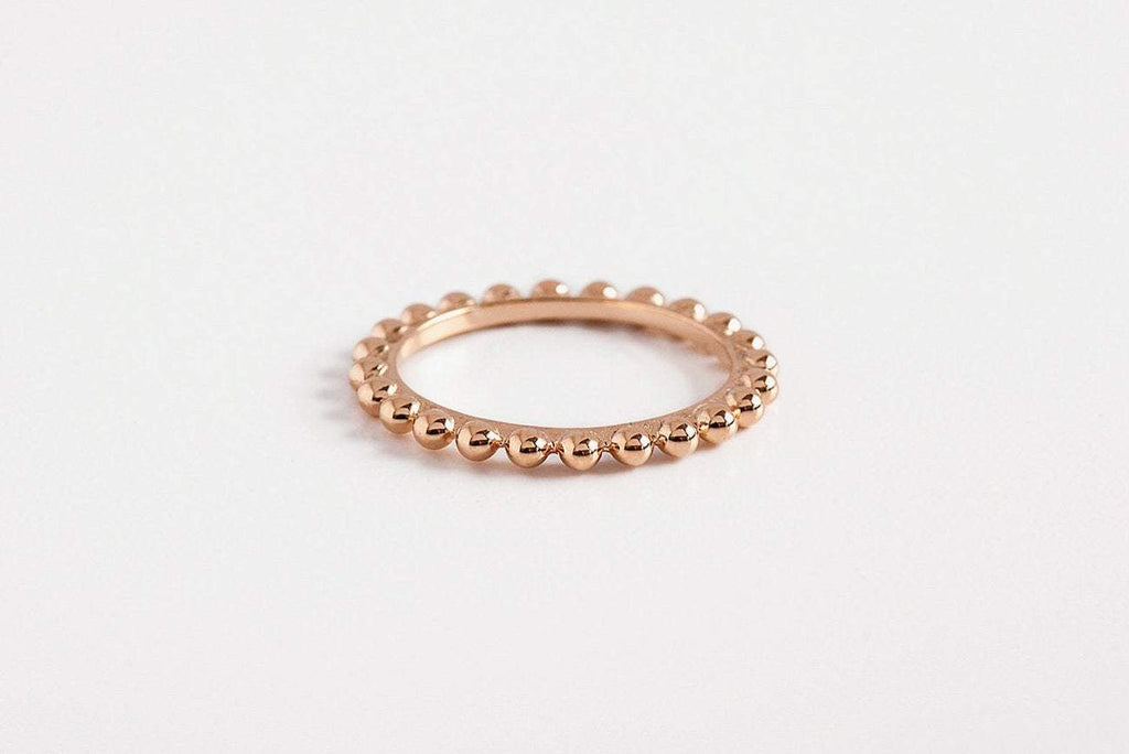 Rose Gold Ball Beaded Ring, Gold Eternity Ring, Dainty Stacking Band, 14k 18k Gold Ring, Modern Minimal Ring, Unique Wedding Ring Thin Band