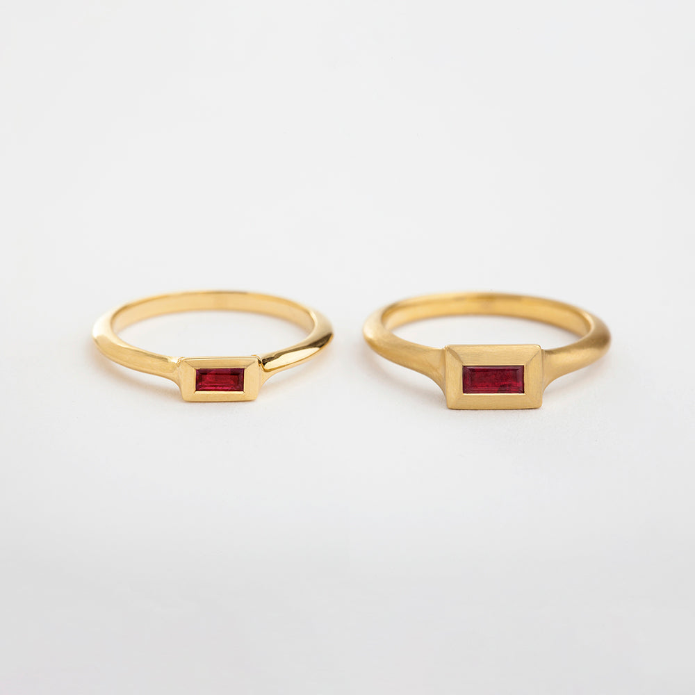 Ruby Baguette String Ring (Small)
